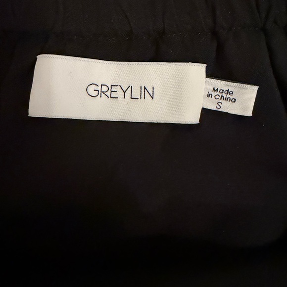 Greylin Lauren Grid Embroidery Crop Top Black White | Size S - Picture 6 of 6
